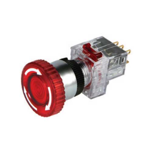 한영넉스 DRA-RR1DG 녹색 AC/DC12-24V 16파이 평형 푸시록턴리셋 조광형 비상정지 스위치