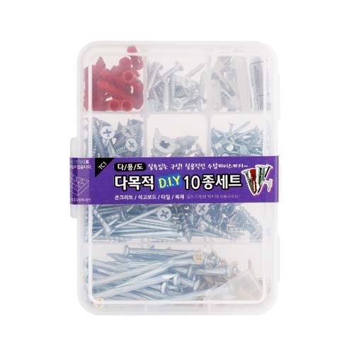 마이토우 소포장 TC1 다용도 다목적 칼블럭 접시머리 천공앙카 일반못 콘크리트못 DIY 10종 세트 I397795