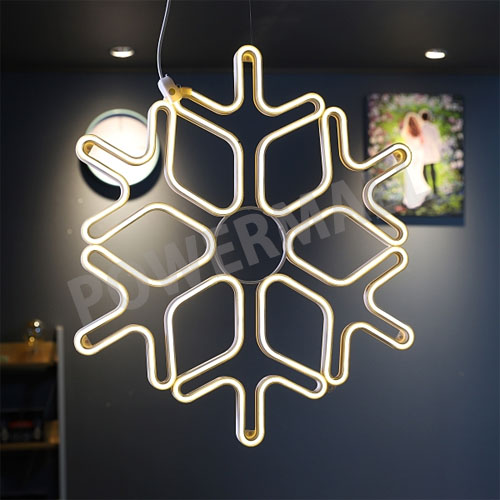 LED 크리스마스 트리구 눈꽃 네온플렉스 60cm 무점멸 전구색 정류기 별도 I284803