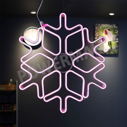 LED 크리스마스 트리구 눈꽃 네온플렉스 60cm 무점멸 핑크 정류기 별도 I284806