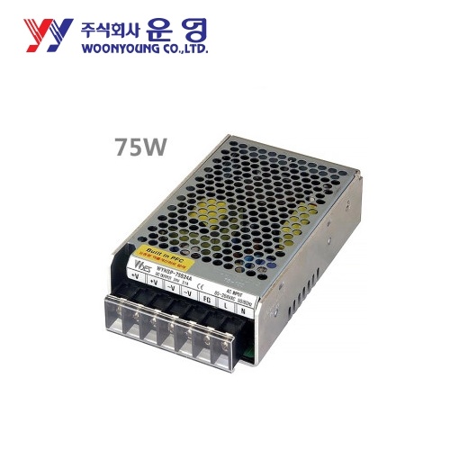 운영 WYNSP-75S24AP (DC24V) 3.1A AC110/220V 75W 역률보상형(PFC type) 1-채널 SMPS 파워서플라이