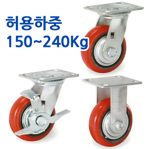 피씨아이씨 중하중용 캐스터 PBC 5200 시리즈 고정 바퀴 회전 브레이크 종류 사이즈별 선택